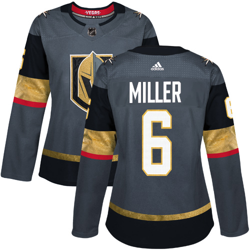 Adidas Golden Knights #6 Colin Miller Grey Home Authentic Women's Stitched NHL Jersey - Click Image to Close
